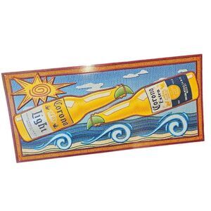 Corona Light & Corona Extra W/Lime Sunny Ocean‎ Beach Scene Metal Sign 26" X 12"